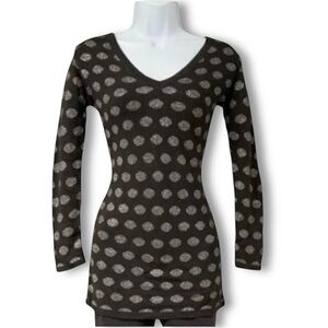 Vintage Zara Black & Grey Polka Dot V-Neck Top Grunge Minimalist Top 90’s